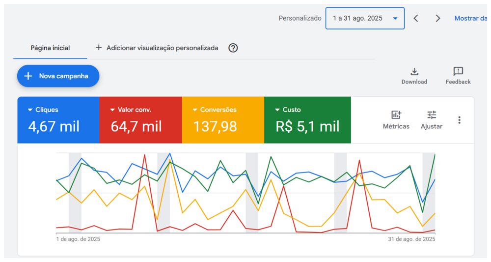 Google Ads: 4,67 mil cliques e 137 conversões